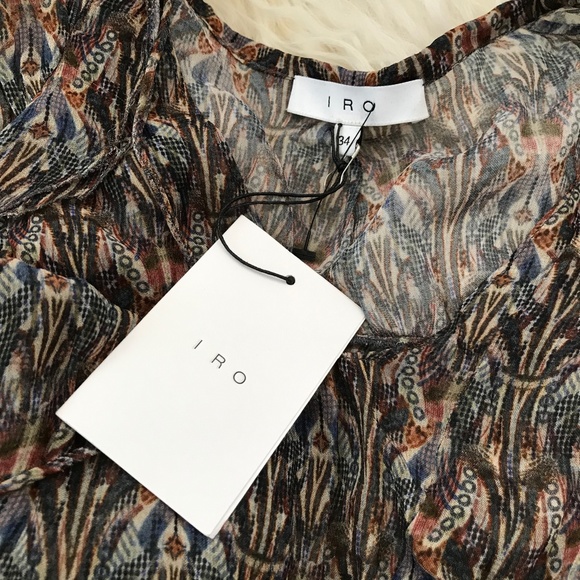 IRO Janie Bell Sleeve Ruffle Printed Blouse - Picture 4 of 8